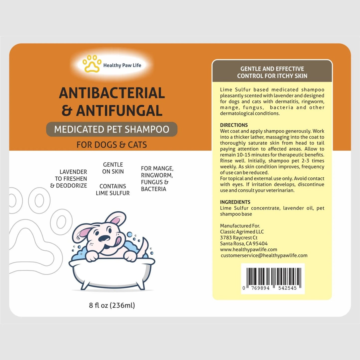 Classic's Medicated Pet Shampoo - Veterinary Treatment Against Ringworm, Mange, Lice, and Dry Skin - Your Pet Connection