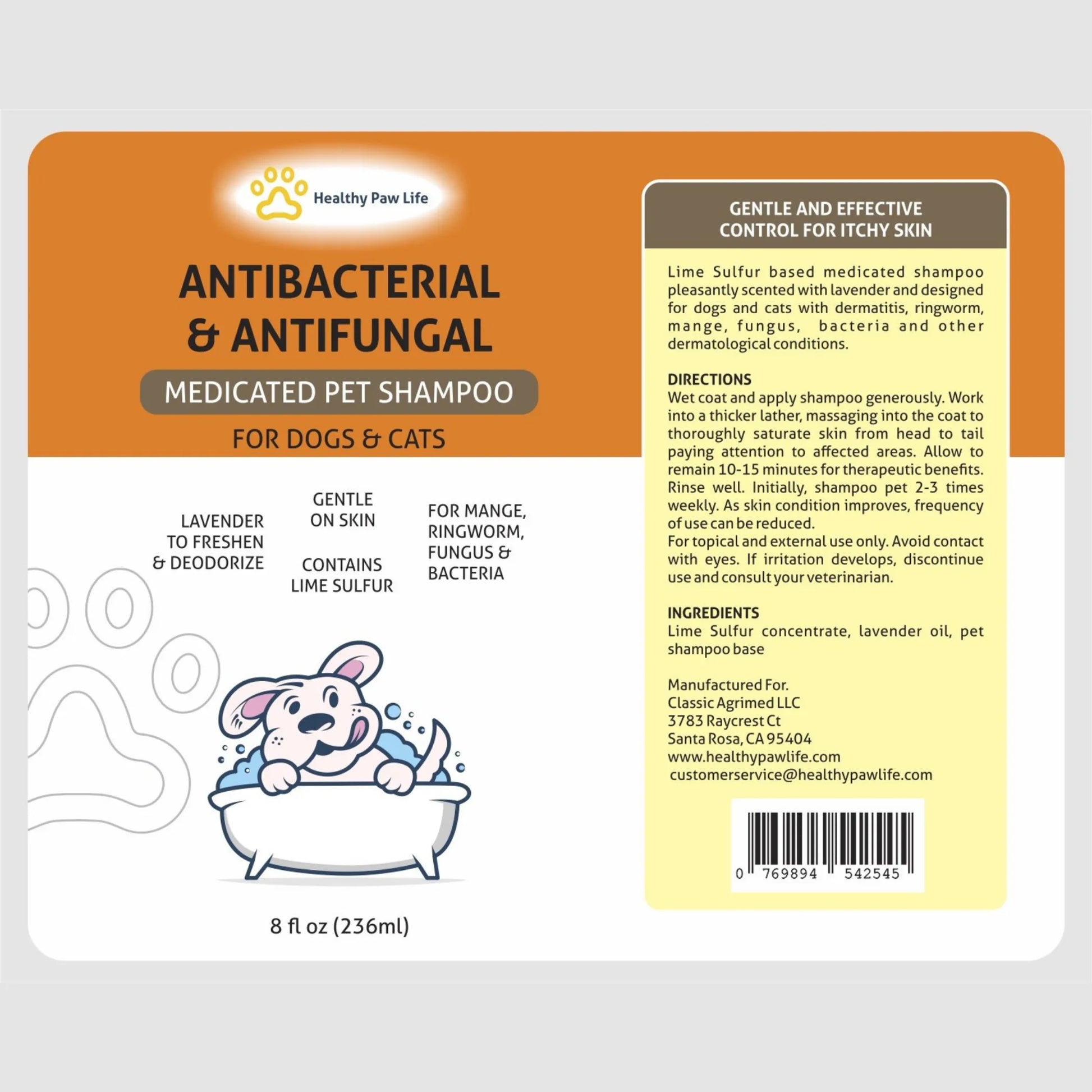 Classic's Medicated Pet Shampoo - Veterinary Treatment Against Ringworm, Mange, Lice, and Dry Skin - Your Pet Connection