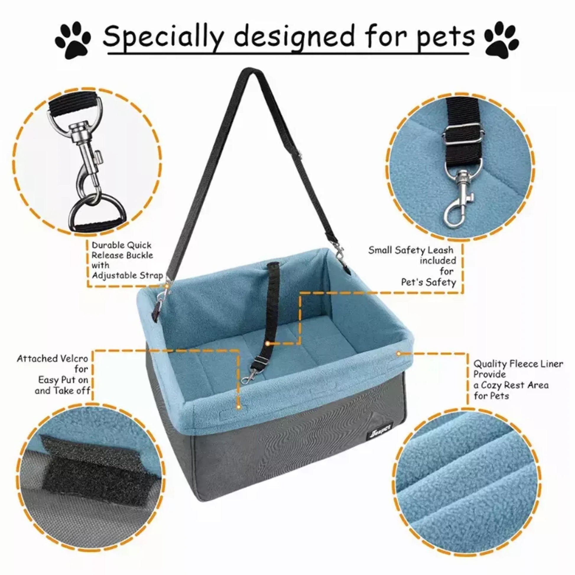 JESPET & GOOPAWS Dog Booster Seats for Cars, Portable Dog Car Seat Travel Carrier with Seat Belt for 24lbs Pets - Your Pet Connection