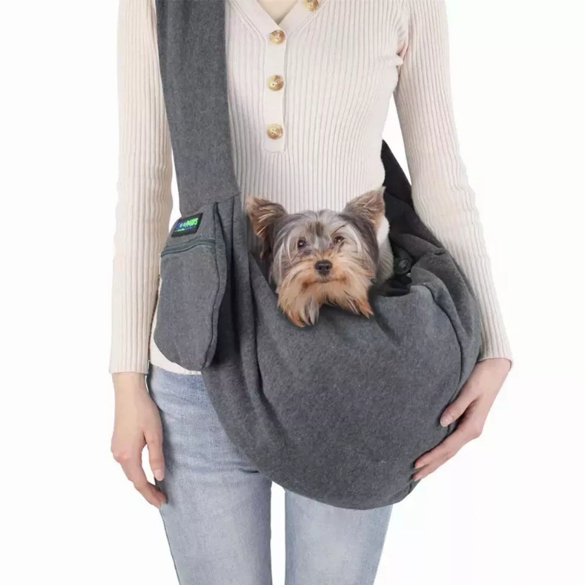 JESPET Comfy Pet Sling for Small Dog Cat, Hand Free Sling Bag Breathable Soft Knit with Front Pocket, Travel Puppy Carrying Bag, Pet Pouch. Machine Washable - Your Pet Connection