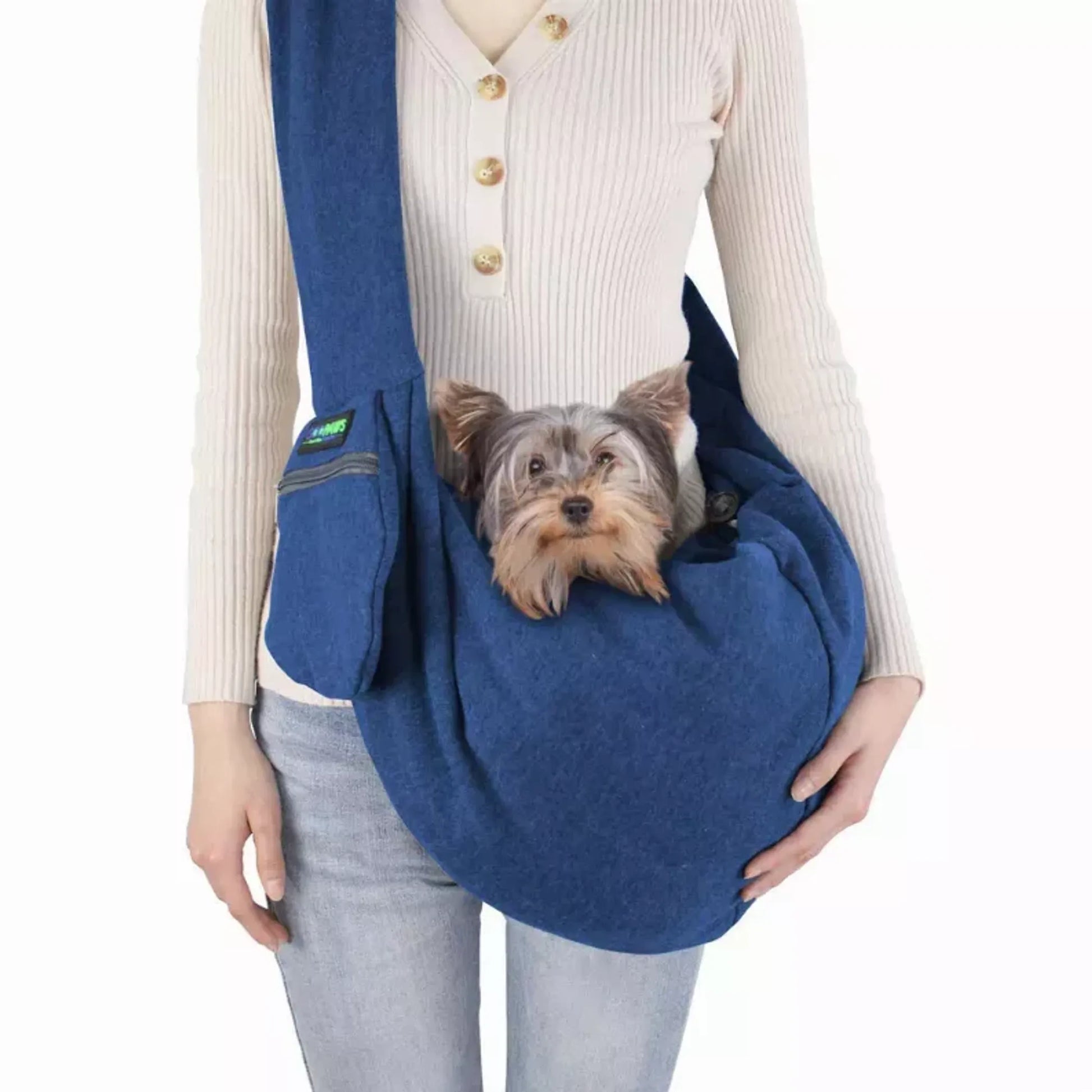 JESPET Comfy Pet Sling for Small Dog Cat, Hand Free Sling Bag Breathable Soft Knit with Front Pocket, Travel Puppy Carrying Bag, Pet Pouch. Machine Washable - Your Pet Connection