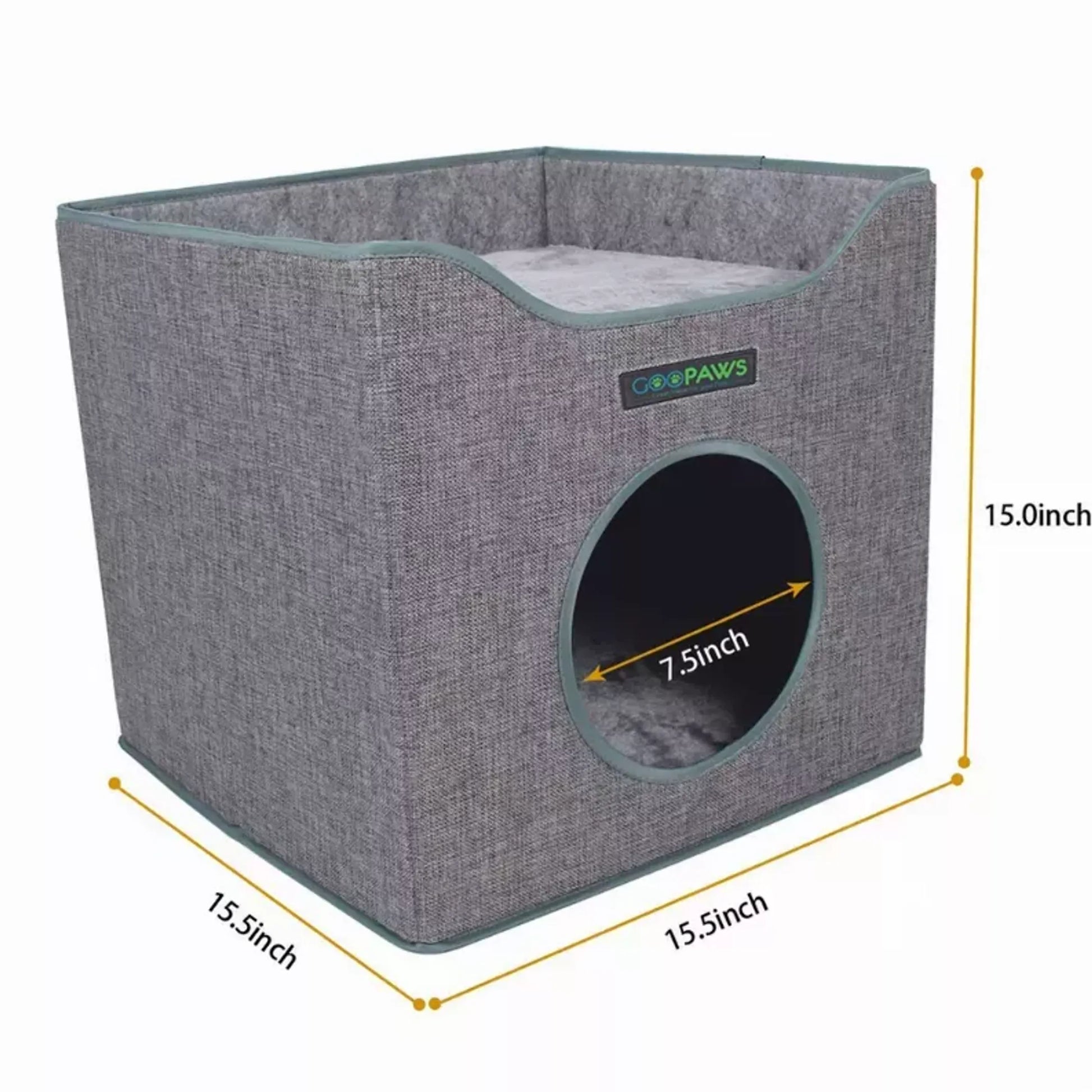 JESPET Foldable Cat Condo, Cat Cube House & Sleepping Bed with Lying Surface and 2 Reversible Cushions, Cat Hiding Place, Cat Cave, Linenette Fabric, Felt and Engineered Wood, Scratch Resista - Your Pet Connection