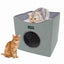JESPET Foldable Cat Condo, Cat Cube House & Sleepping Bed with Lying Surface and 2 Reversible Cushions, Cat Hiding Place, Cat Cave, Linenette Fabric, Felt and Engineered Wood, Scratch Resista - Your Pet Connection
