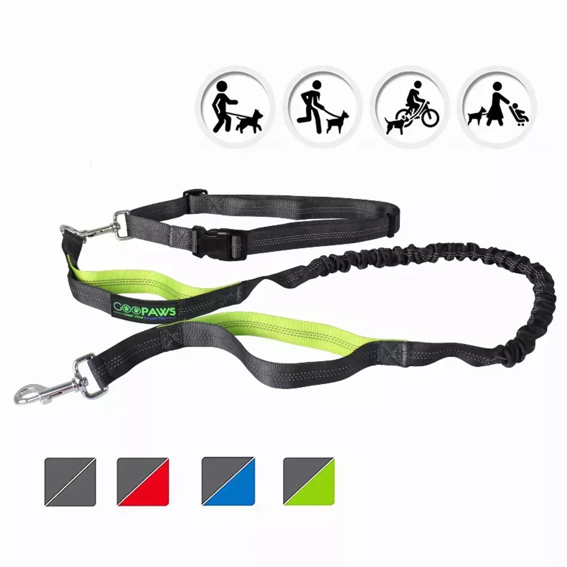 JESPET Hands Free Dog Leash for Running, Walking, Hiking Jogging for Medium & Large Dogs up to 150lbs, Durable Dual Handle Waist Leash with Reflective Bungee and Adjustable Waist - Your Pet Connection