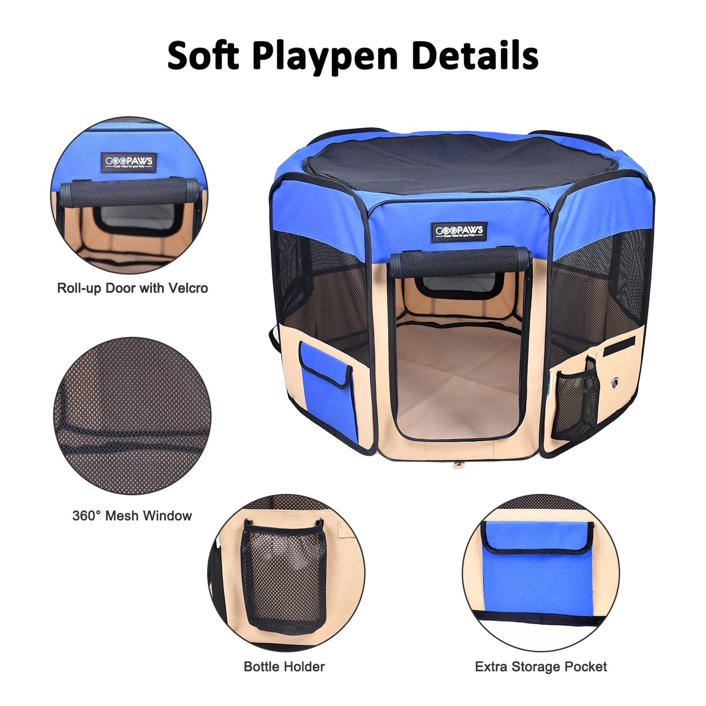 JESPET Pet Dog Playpens 36", 45" & 61" Portable Soft Dog Exercise Pen Kennel with Carry Bag for Puppy Cats Kittens Rabbits, Indoor/Outdoor Use - Your Pet Connection