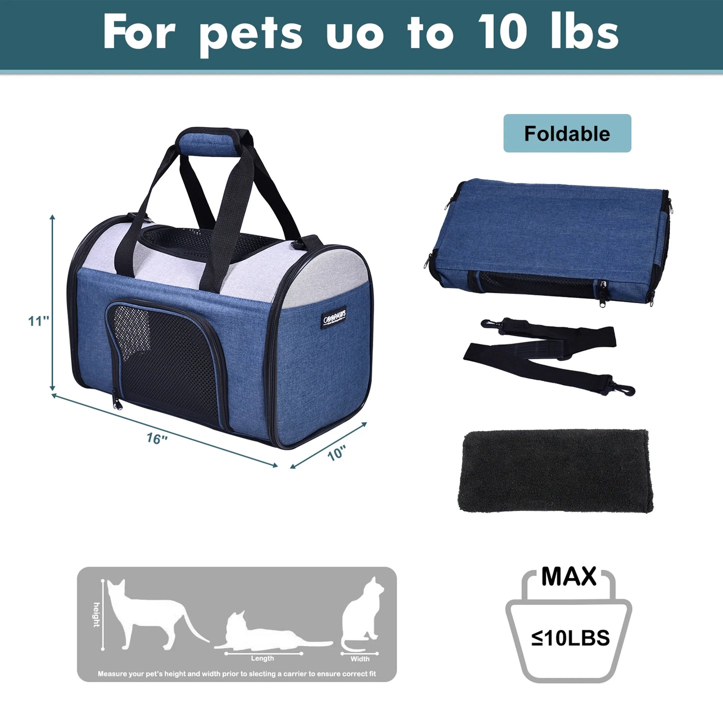 JESPET Soft-Sided Kennel Pet Carrier for Small Dogs, Cats, Puppy, Airline Approved Cat Carriers Dog Carrier Collapsible, Travel Handbag & Car Seat - Your Pet Connection