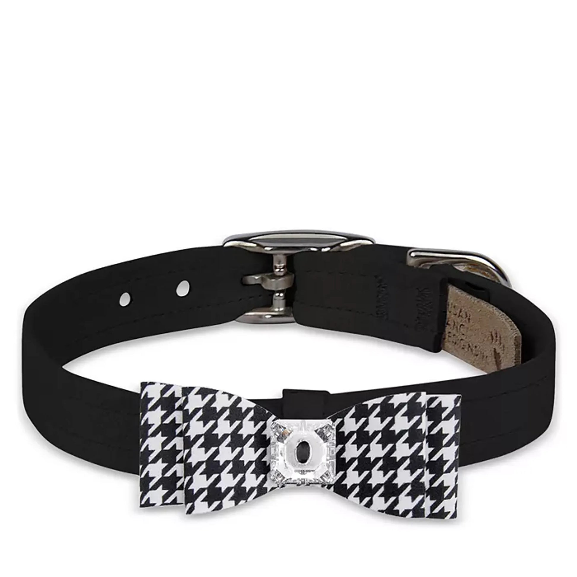 Susan Lanci Designs Black & White Houndstooth Big Bow Collar - Your Pet Connection