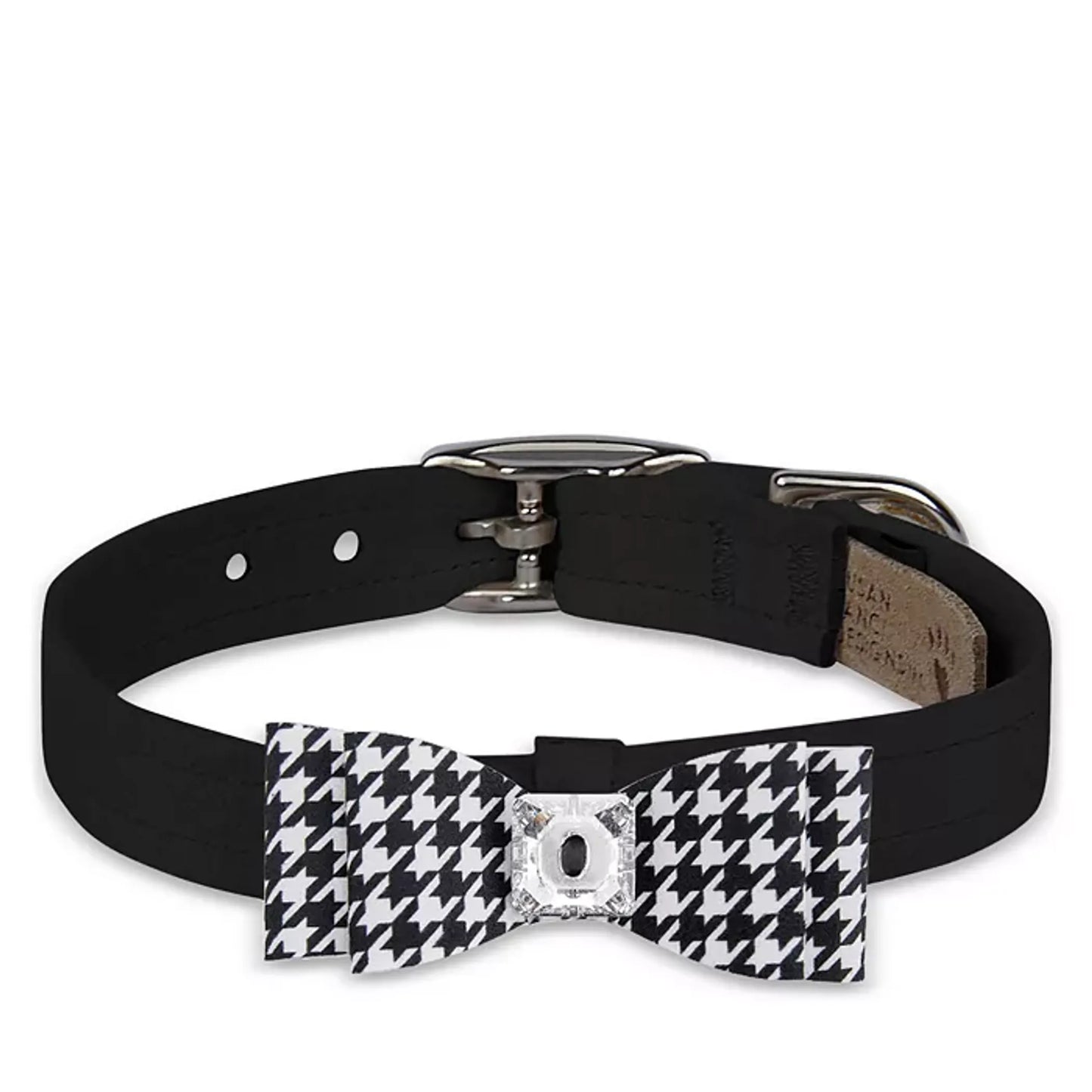 Susan Lanci Designs Black & White Houndstooth Big Bow Collar - Your Pet Connection