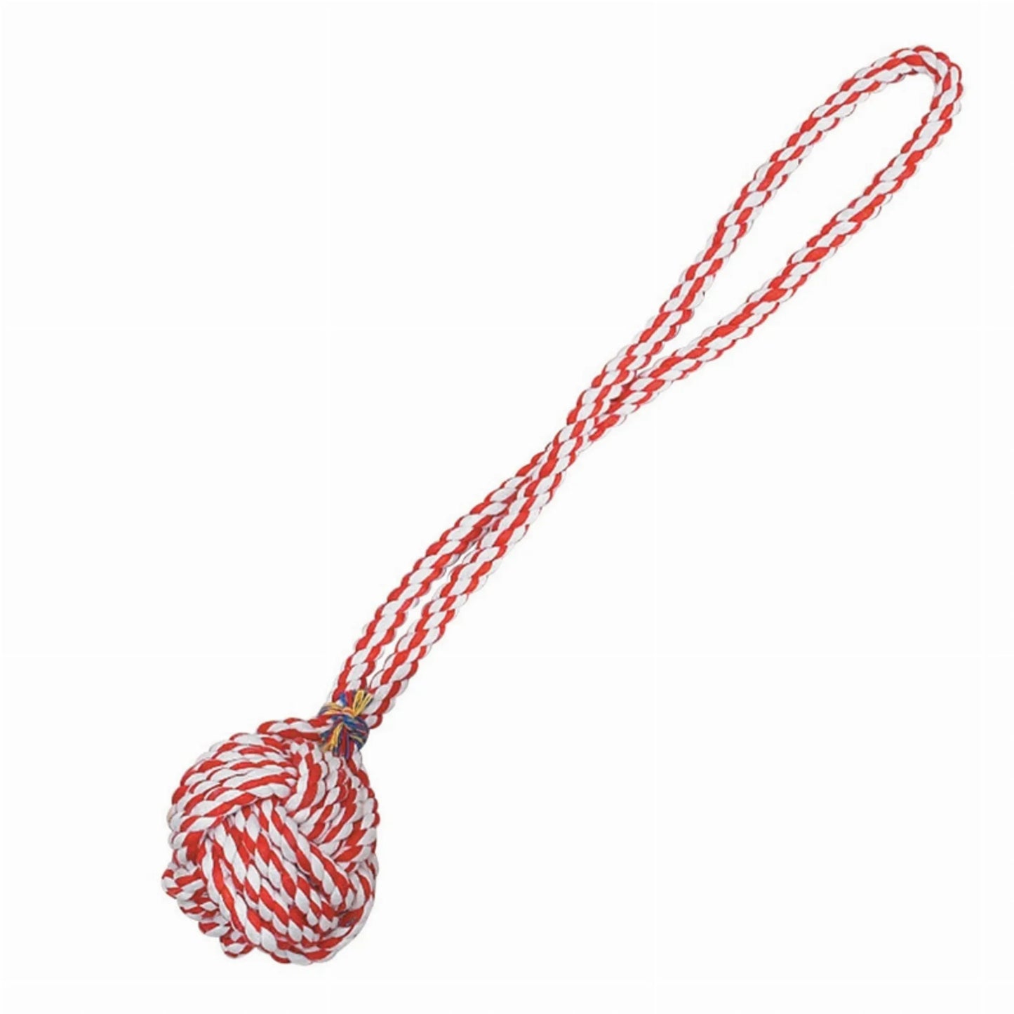 ZA Monkeys Fist Knot Rope 15In Red/Wht - Your Pet Connection