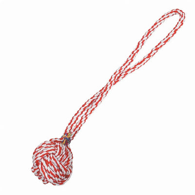 ZA Monkeys Fist Knot Rope 15In Red/Wht - Your Pet Connection