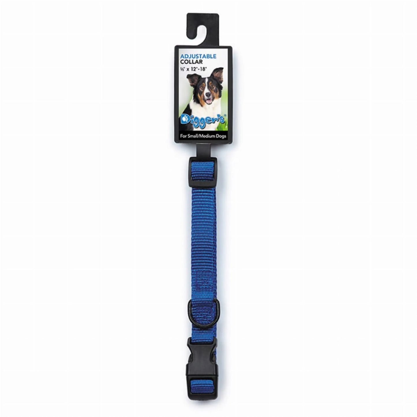Digger's Black Adjustable Pet Collar 5/8 Inch
