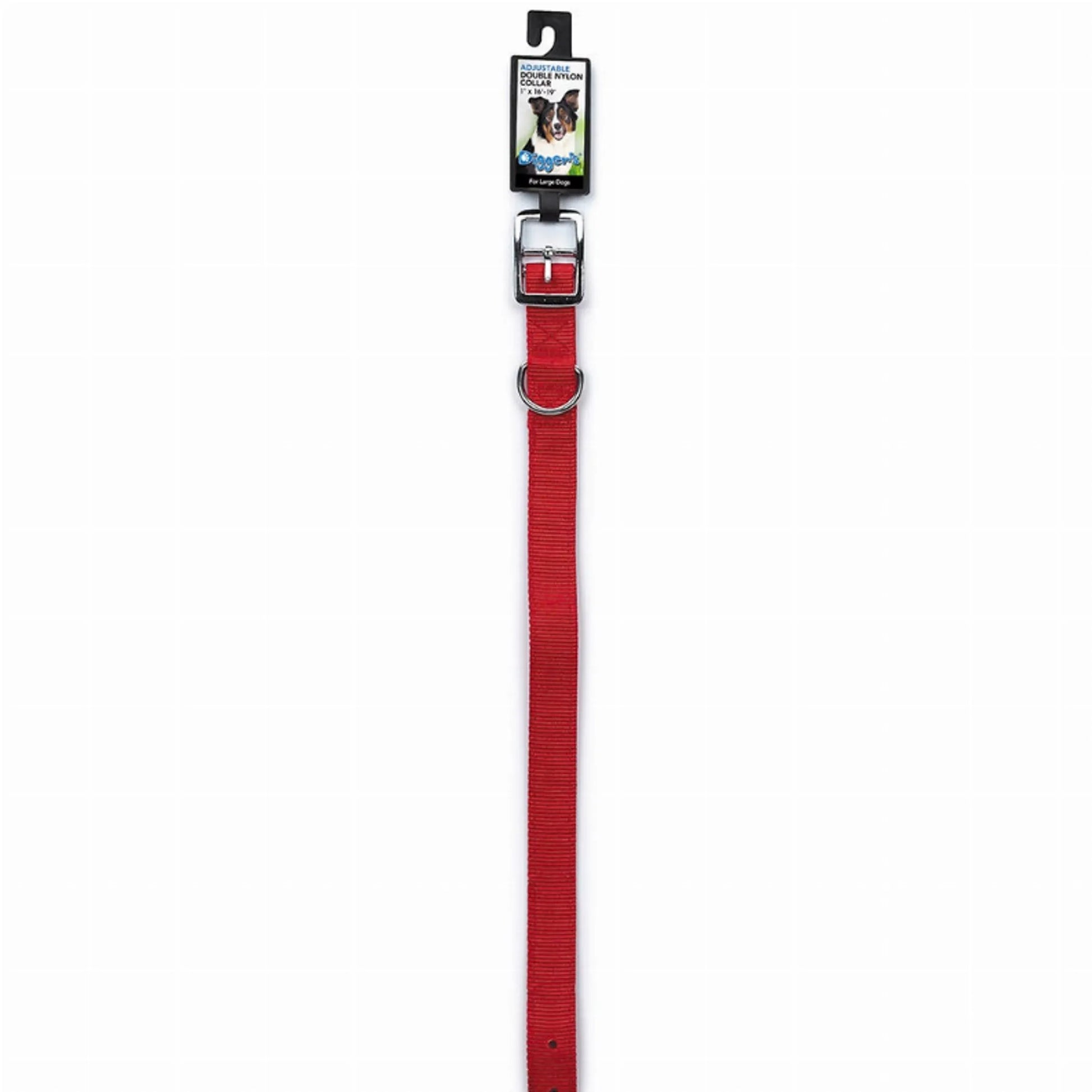 Diggers 1in Dbl Nylon Collar 18in Red - Your Pet Connection