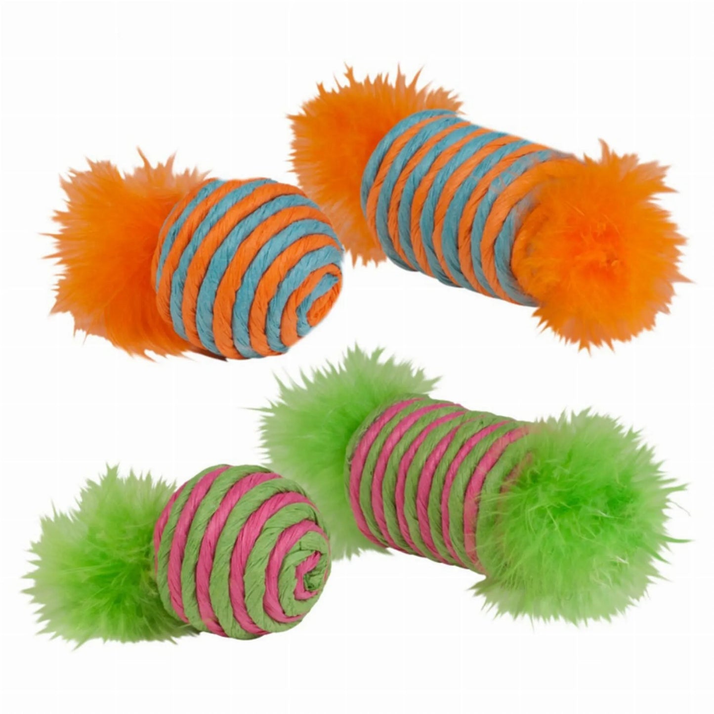 KB Raffia Spool & Ball with Feather 2pk - Your Pet Connection