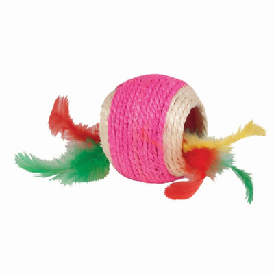 KB Jute Ball With Feather Middle - Your Pet Connection