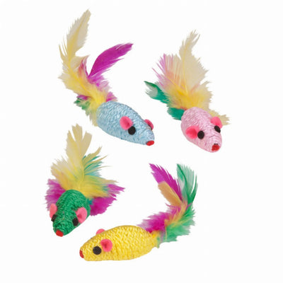 KB Feather Mouse Rattlers 4Pk - Your Pet Connection