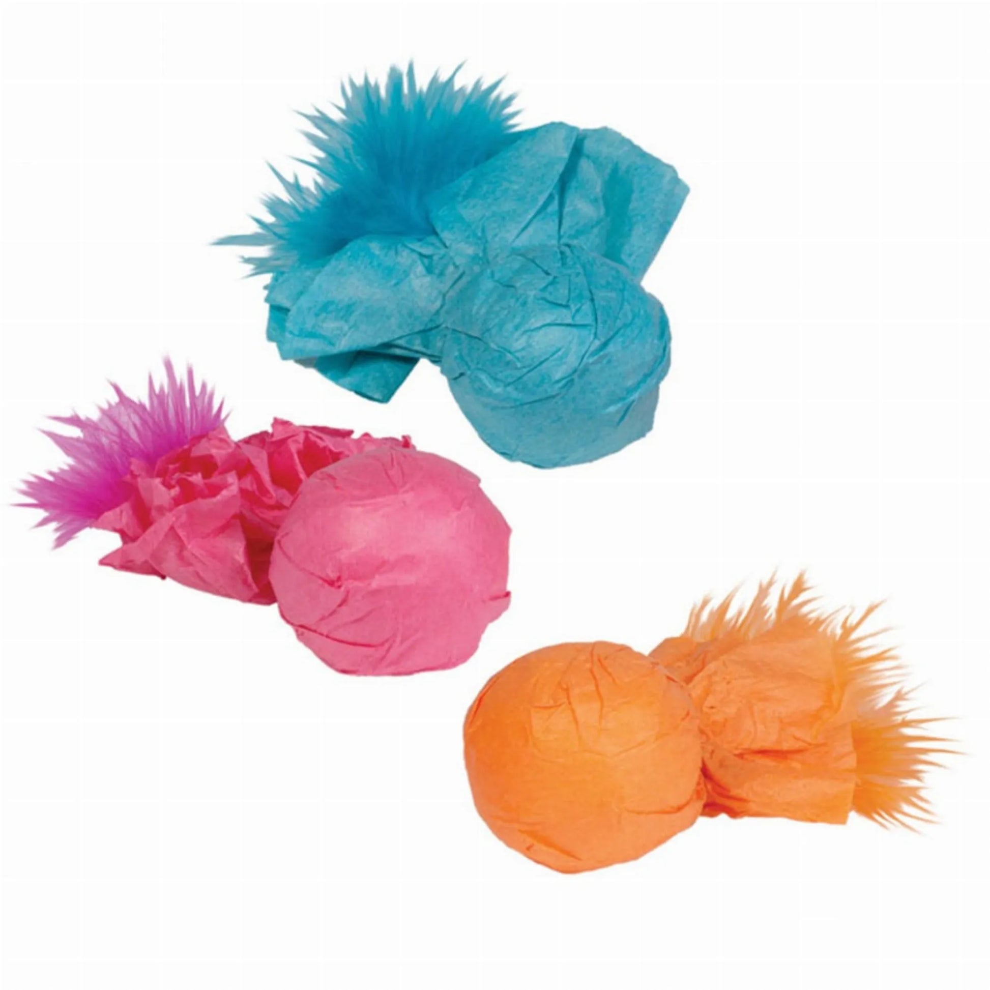 KB Paper Ball Rattlers with Feather 3pk - Your Pet Connection