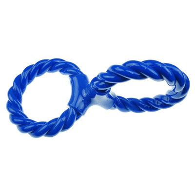 IF TPR/Rope Double Ring Twist Tug Blu - Your Pet Connection