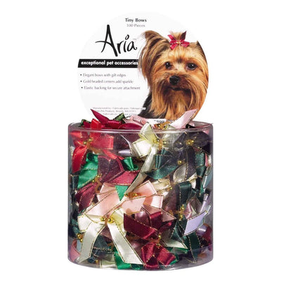 AR Tiny Bows w Gold Bead Canister 100Pc - Your Pet Connection