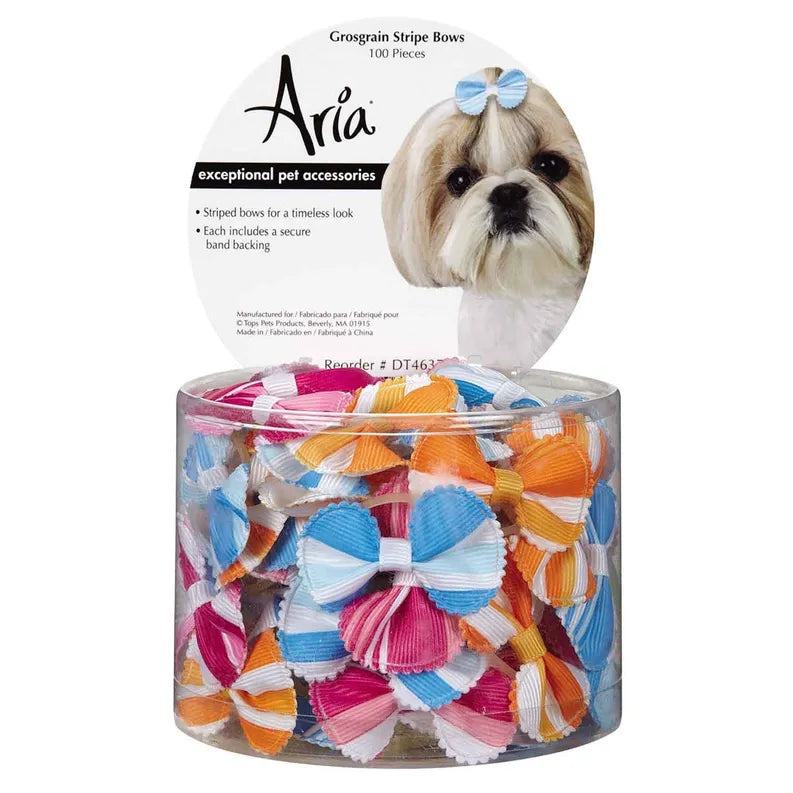 AR Grosgrain Stripe Bows Canister 100Pc - Your Pet Connection
