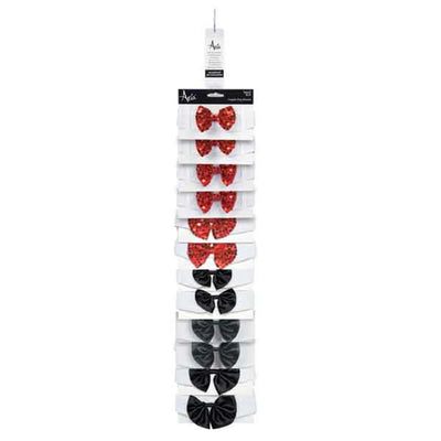 AR Red & Black Bowtie Clip Strip 12Pcs - Your Pet Connection