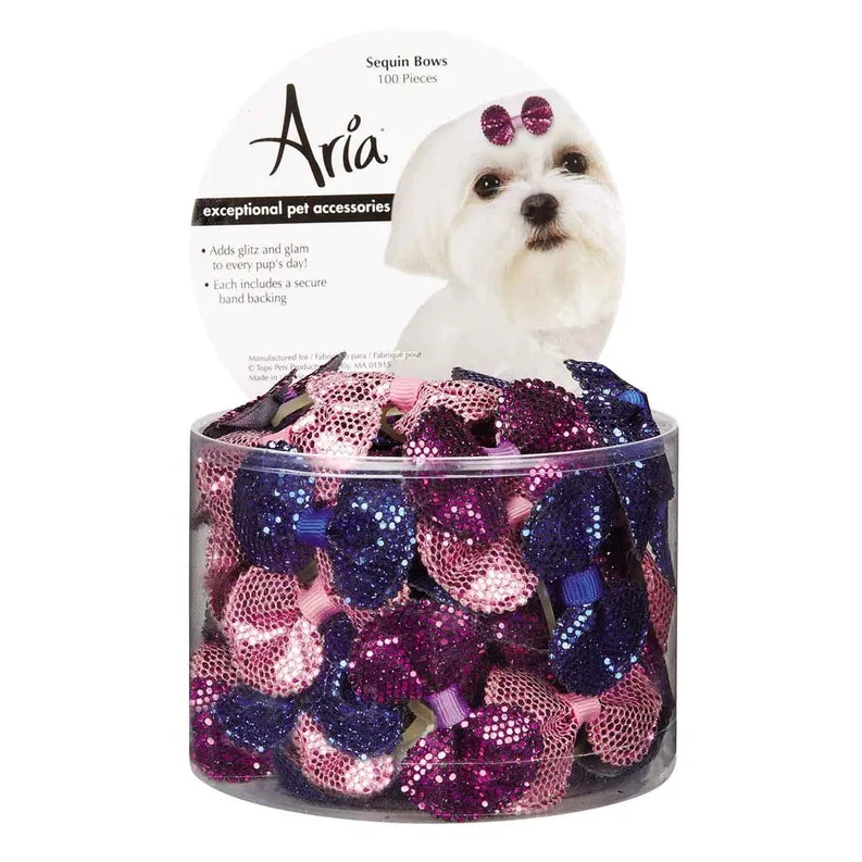 AR Sequin Bows Canister 100Pc - Your Pet Connection