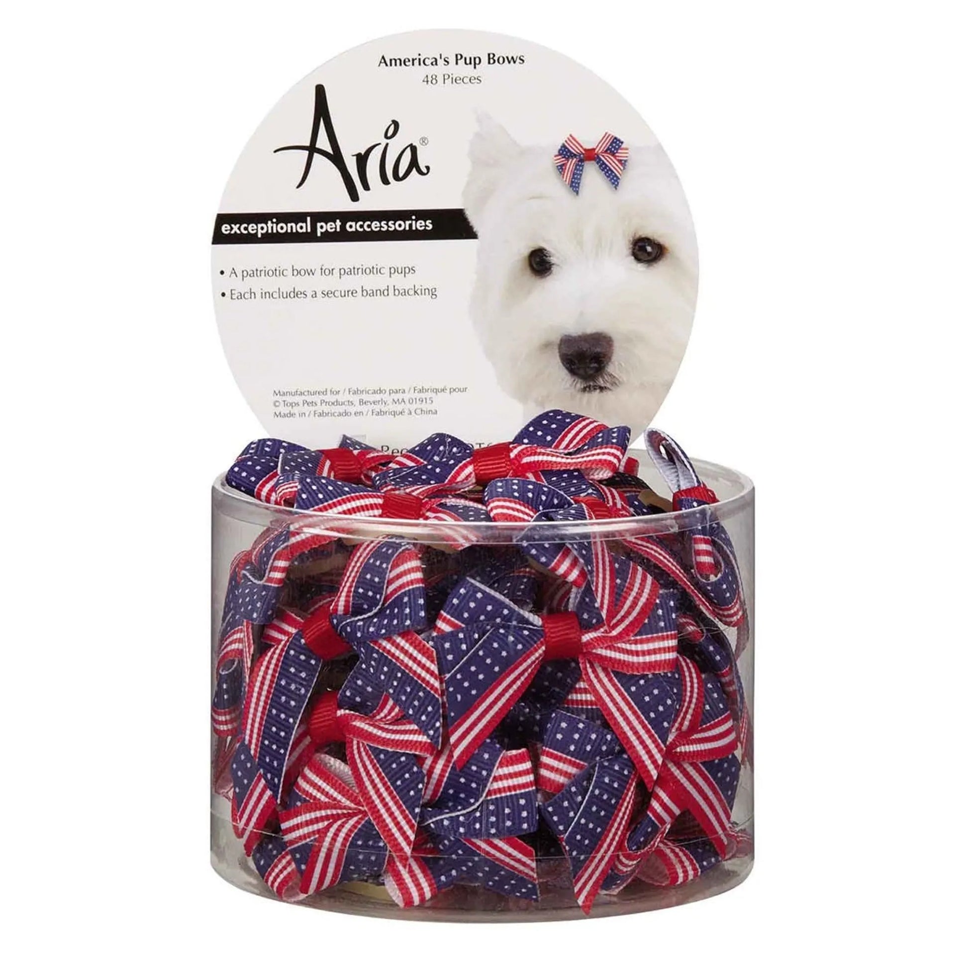 AR Americana Pup Bow Canister 48Pc - Your Pet Connection