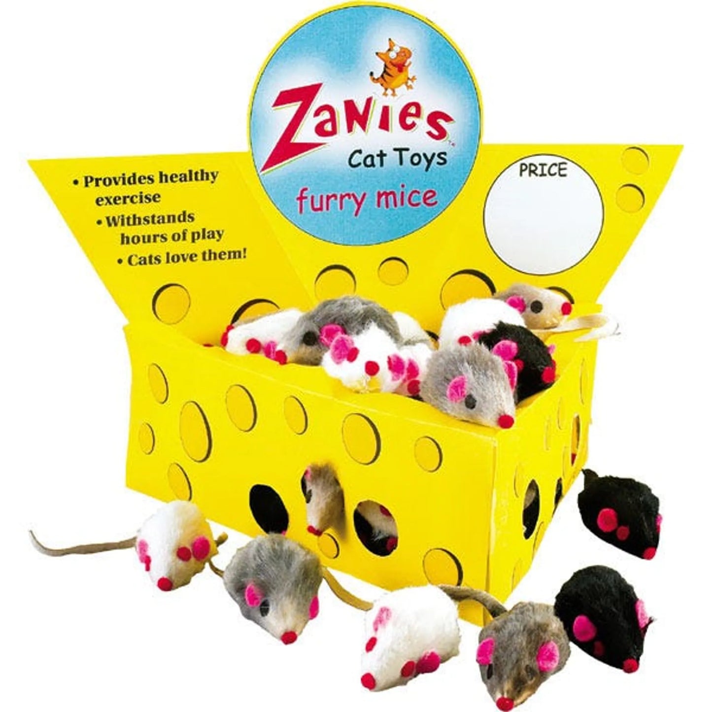 Zanies Cheese Wedge Fur Mice Cat Toy Set