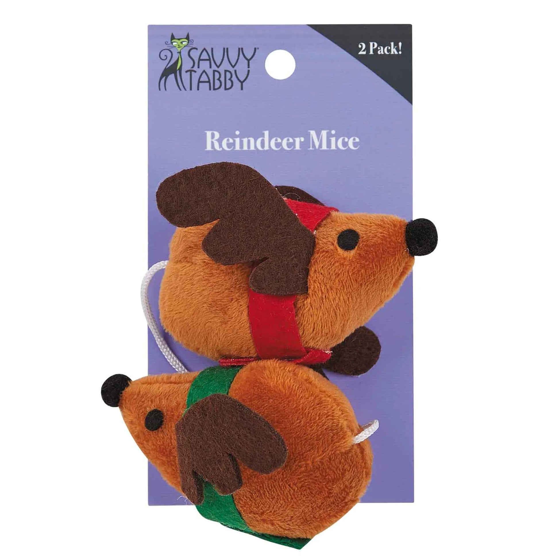 Savvy Tabby Reindeer Mice 2Pc - Your Pet Connection