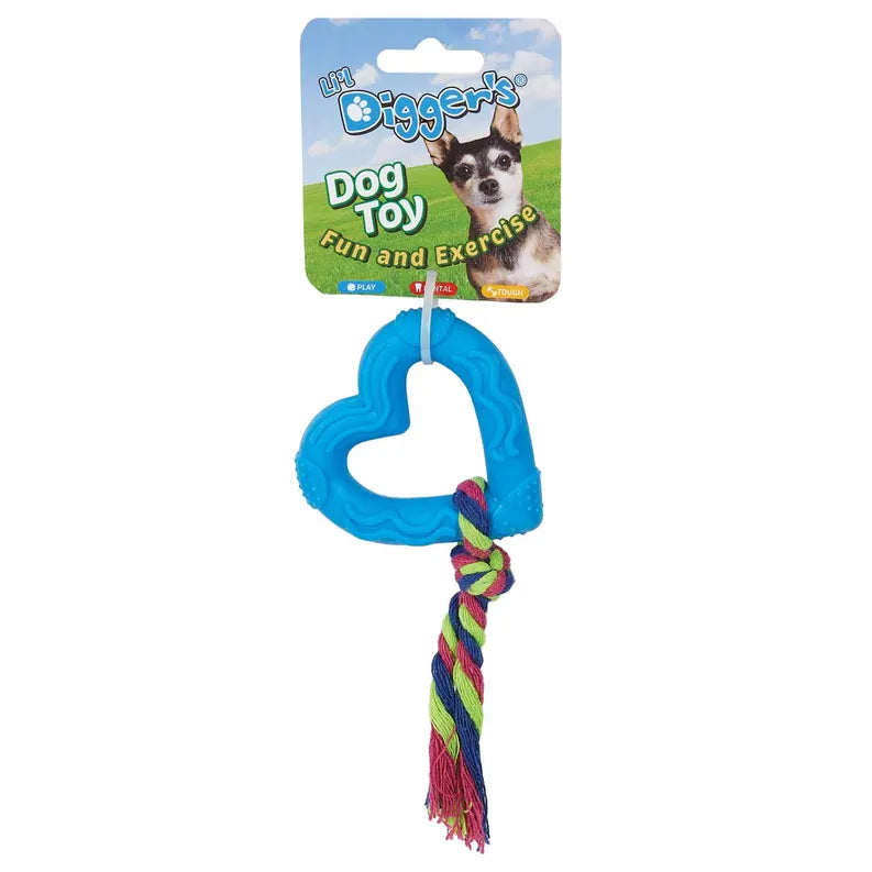 DGR TPR Heart and Rope Toy Blue - Your Pet Connection
