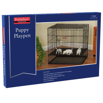 PS Puppy PlayPen w/Plastic Pan L Blk - Your Pet Connection