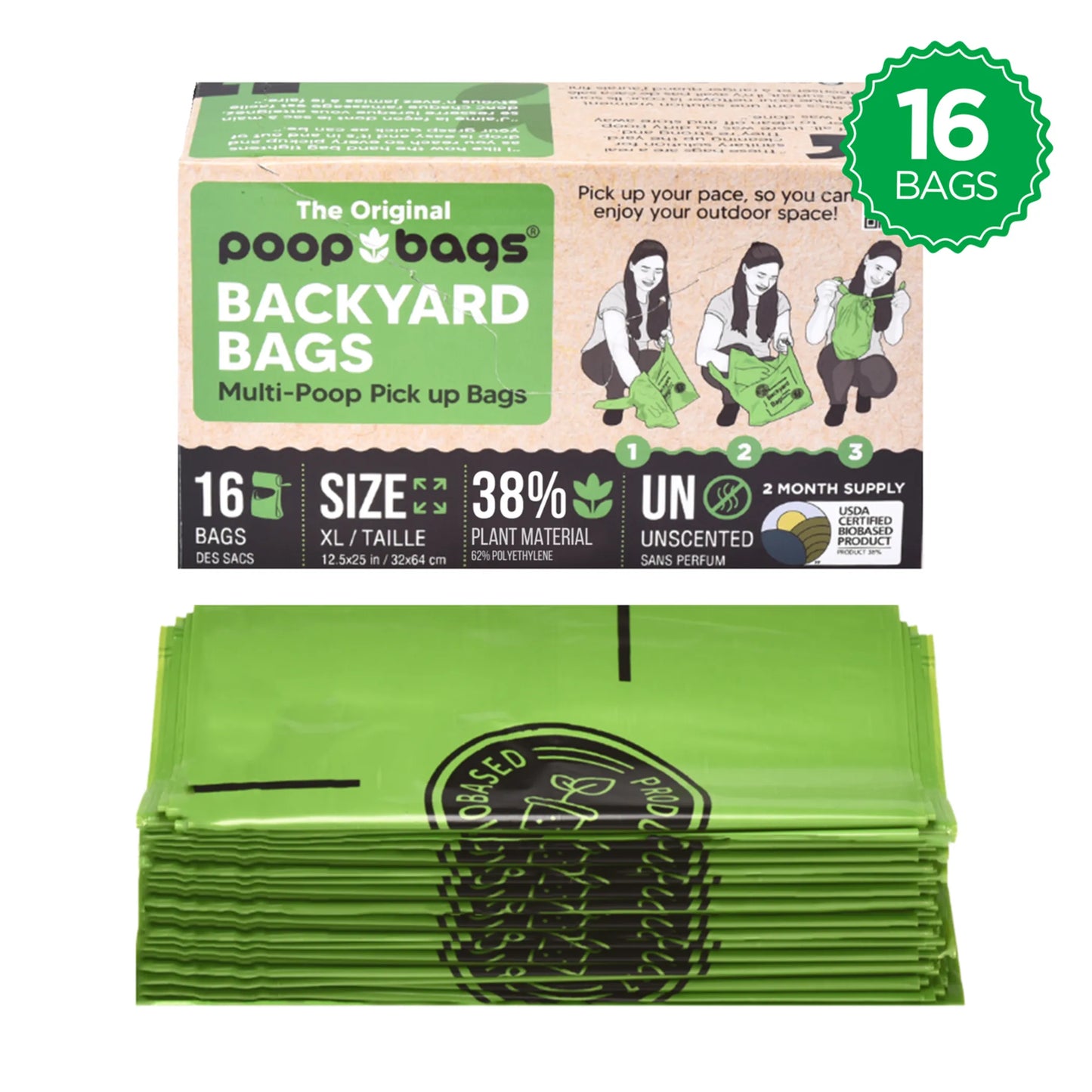 The Original Poop Bags Eco Backyard Bags 13x24