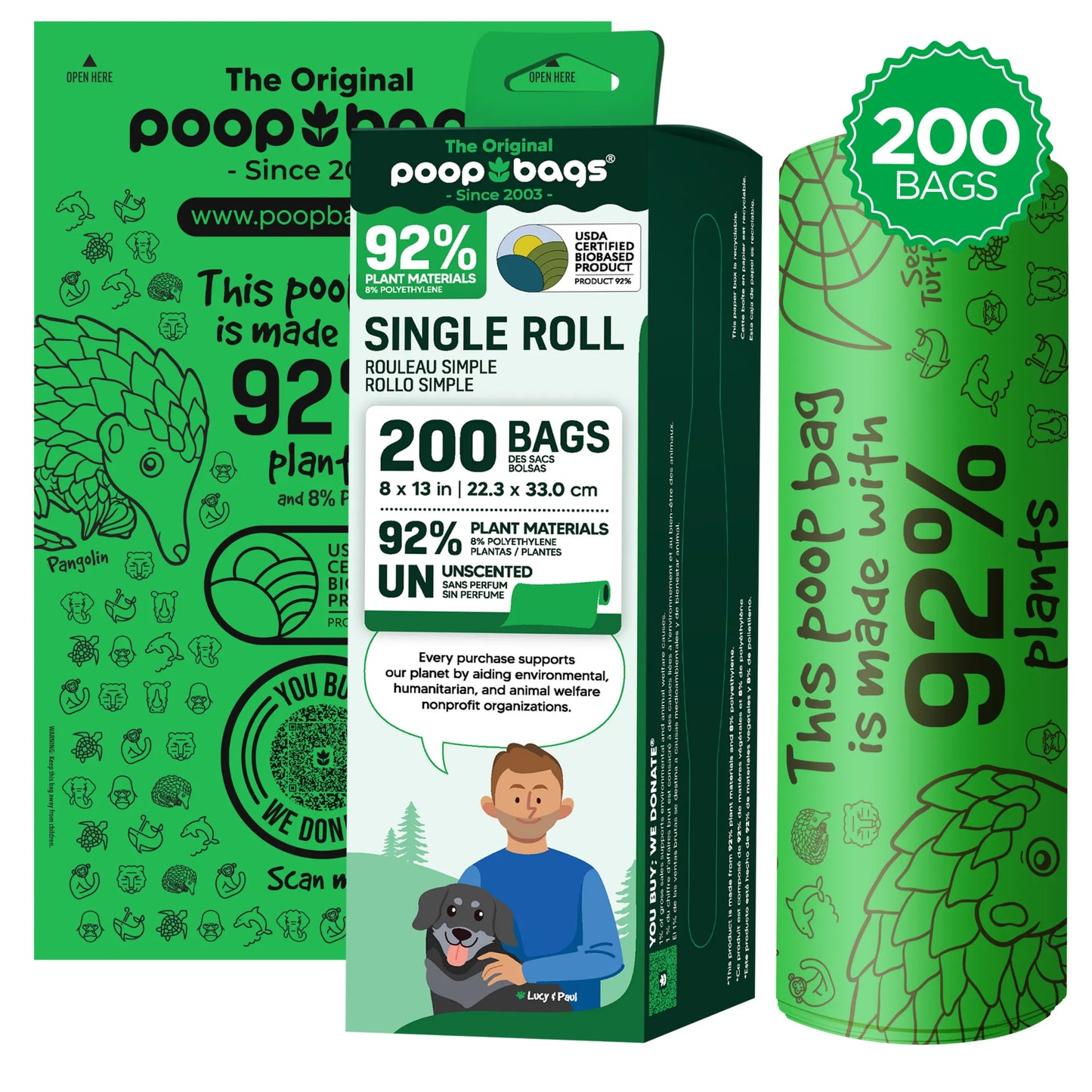 The Original Poop Bags Eco Compostable Roll 8"x13"
