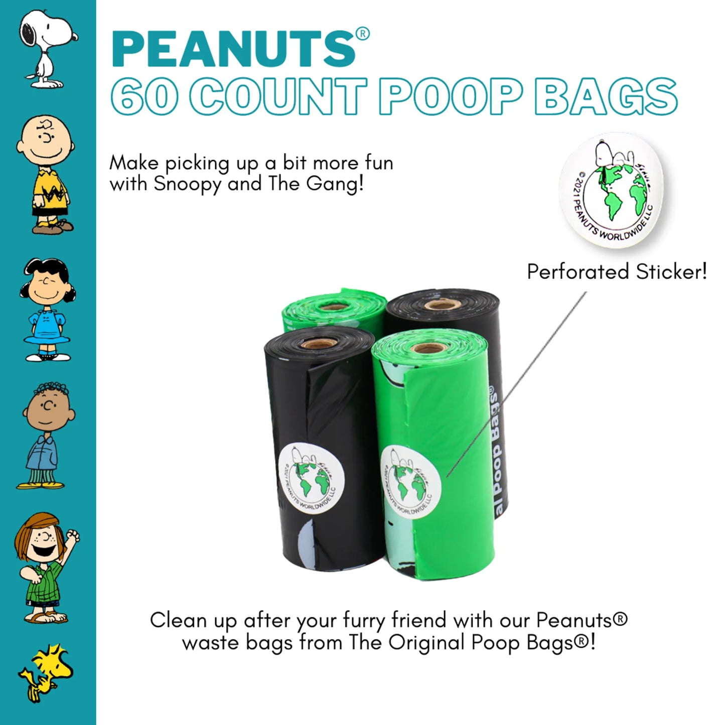The Original Poop Bags Snoopy Waste Bags 60 Count
