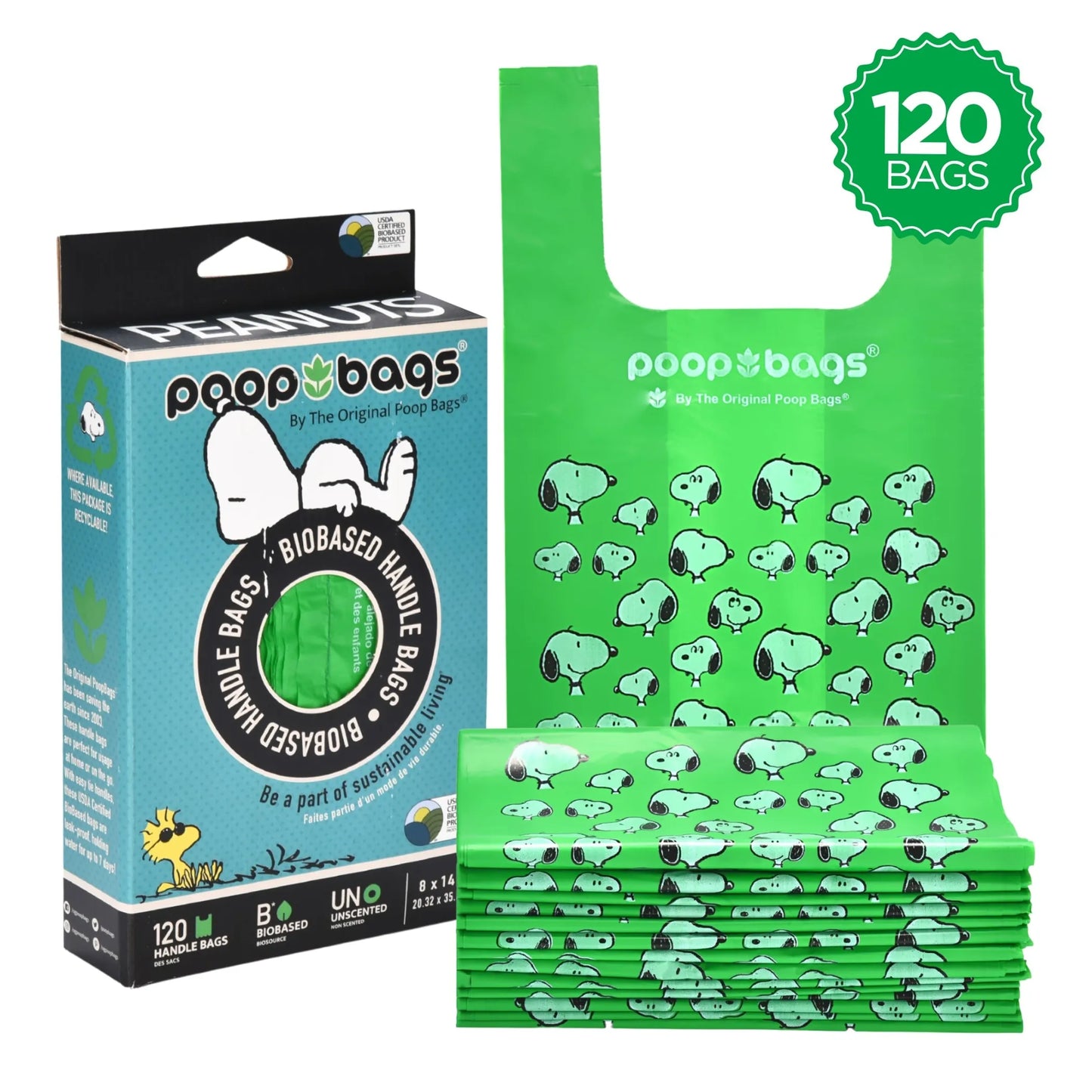 The Original Poop Bags Snoopy Eco-friendly Green 120-Pack
