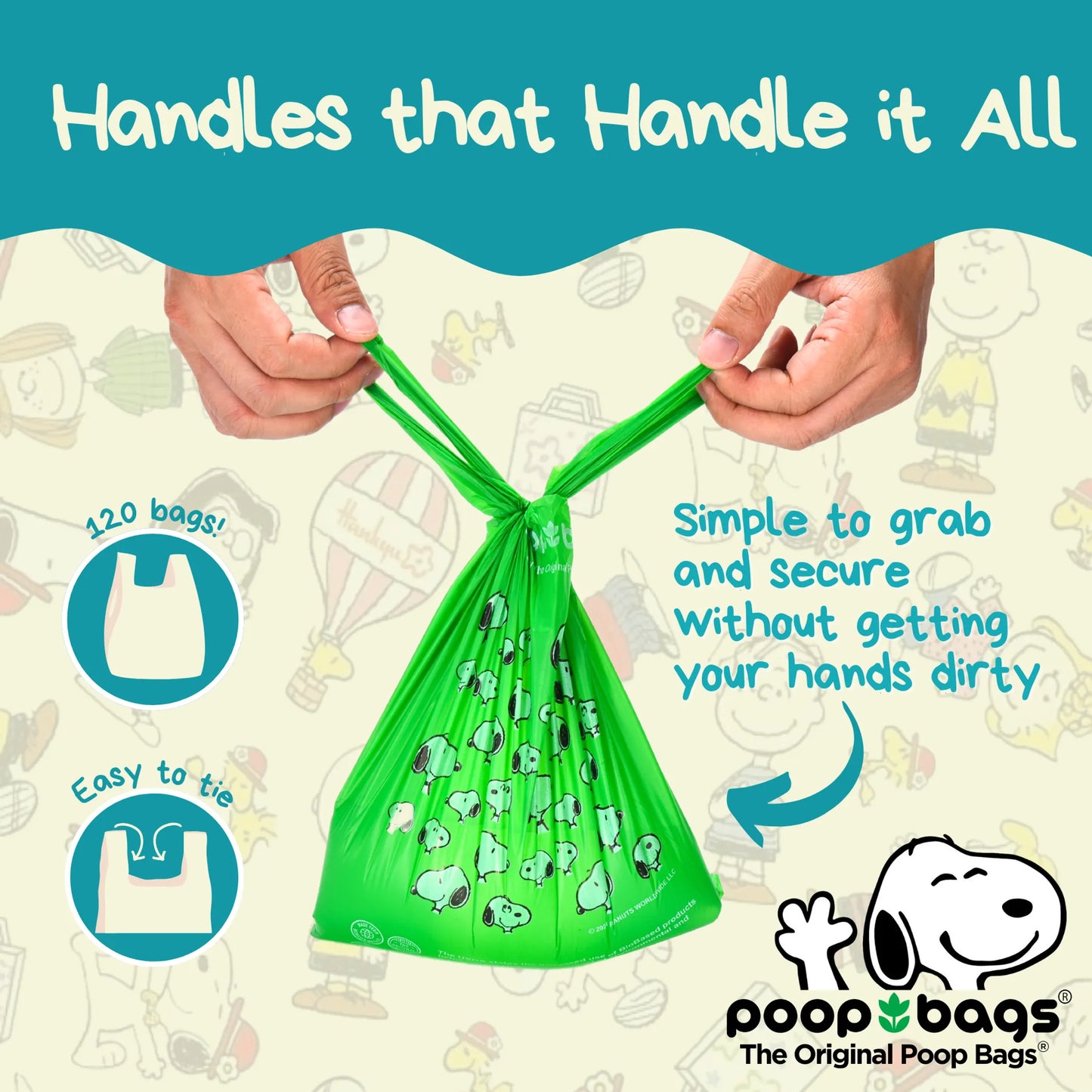 The Original Poop Bags Snoopy Eco-friendly Green 120-Pack