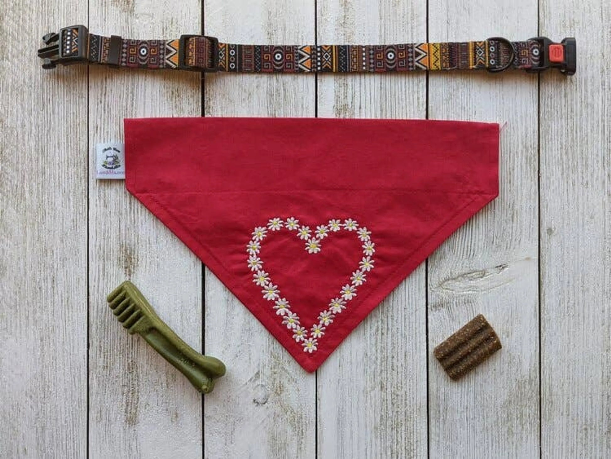 Embroidered Print - Traditional Tie-Around Dog Bandana - Your Pet Connection