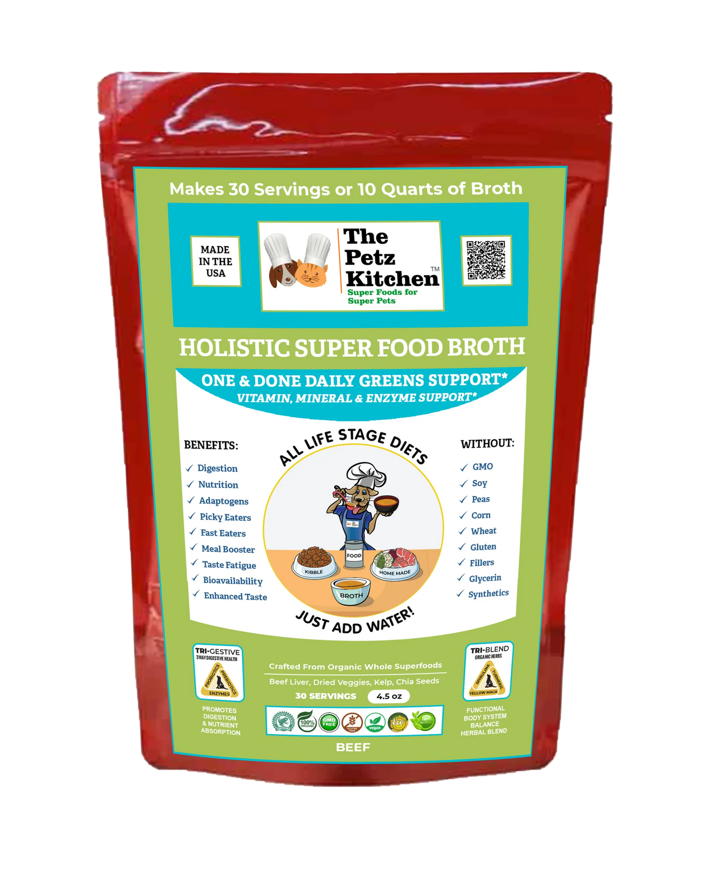 Super Food Broth One & Done* Vitamin, Mineral & Enzyme The Petz Kitchen Dogs Cats - Your Pet Connection