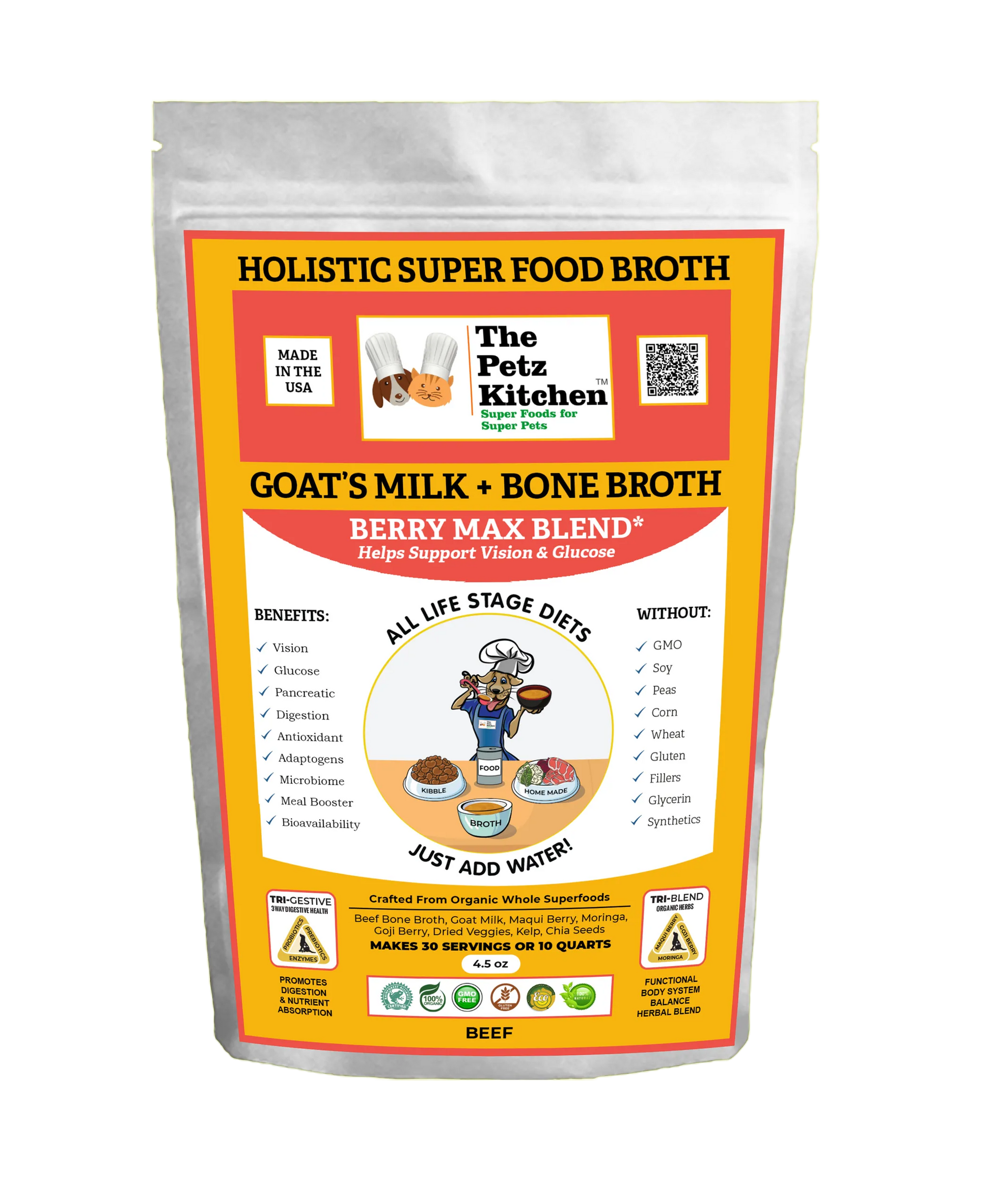 Goats Milk + Bone Broth Berry Max Antioxidant Vision & Glucose Support Broth* The Petz Kitchen Dog & Cat Holistic Super Foods* - Your Pet Connection