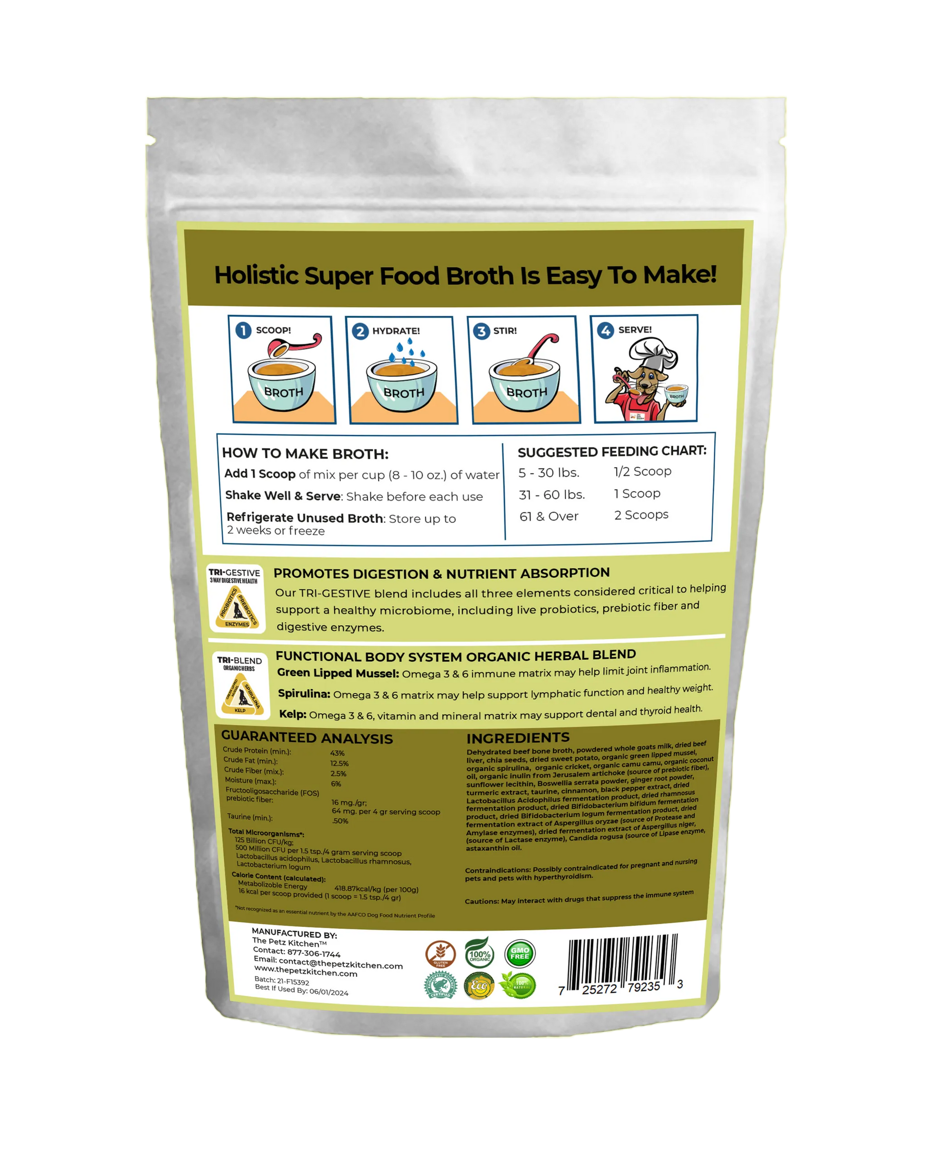 Goats Milk + Bone Broth Green Max Blend* Omega 3 & 6 Vitamin & Mineral Support* The Petz Kitchen Dog & Cat - Your Pet Connection