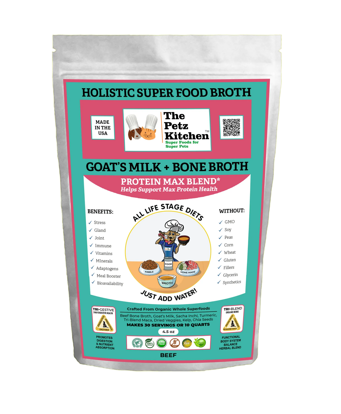 Goats Milk & Bone Broth Protein Max Blend* Stress, Gland, Joint & Immune Support* The Petz Kitchen  Broth - Your Pet Connection
