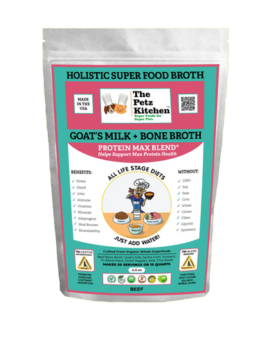 Goats Milk & Bone Broth Protein Max Blend* Stress, Gland, Joint & Immune Support* The Petz Kitchen  Broth - Your Pet Connection