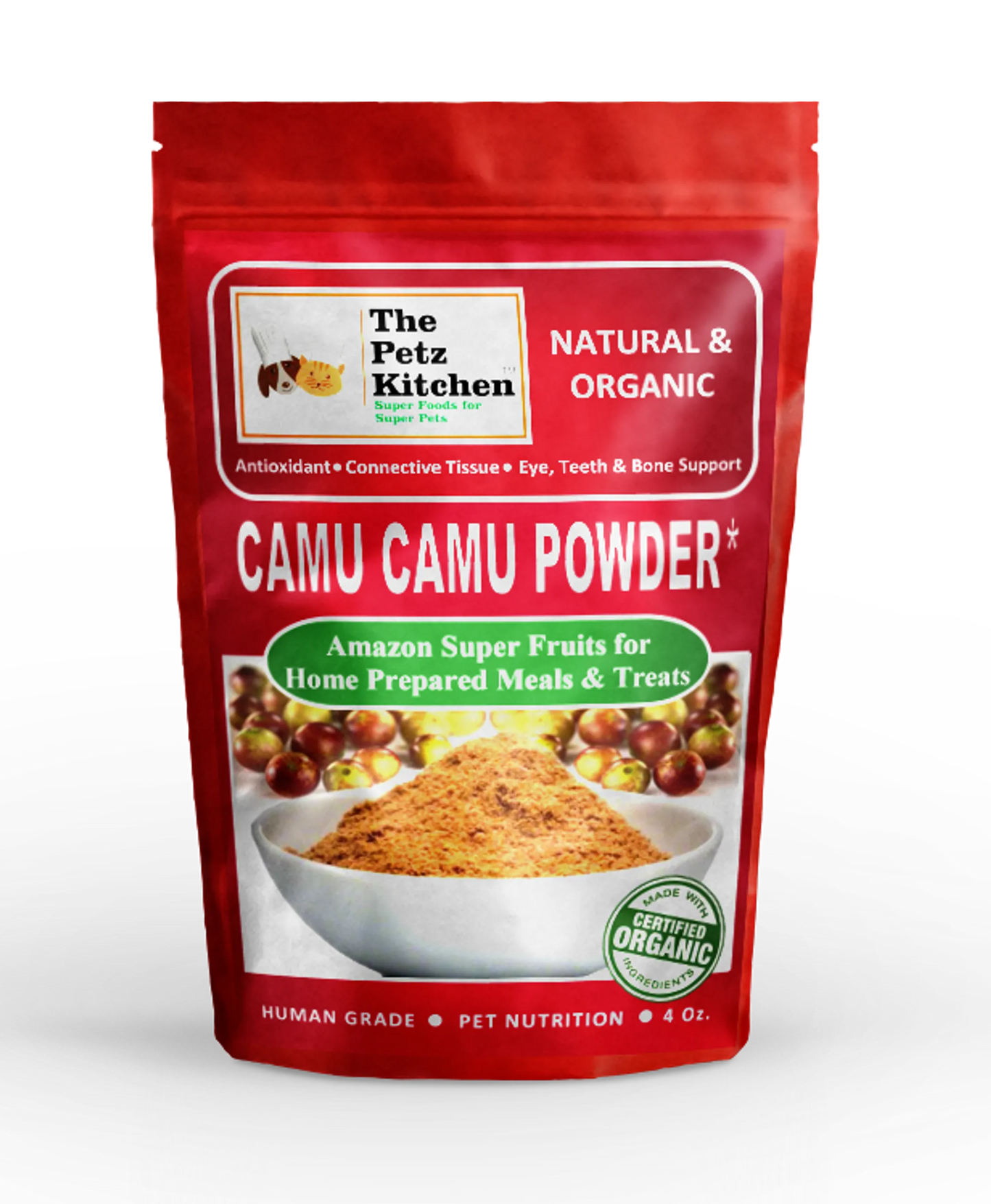 Camu Camu Extract Joint Teeth & Eye Support* The Petz Kitchen - Organic Human Grade Ingredients For Home Prepared Meals & Treats - Your Pet Connection