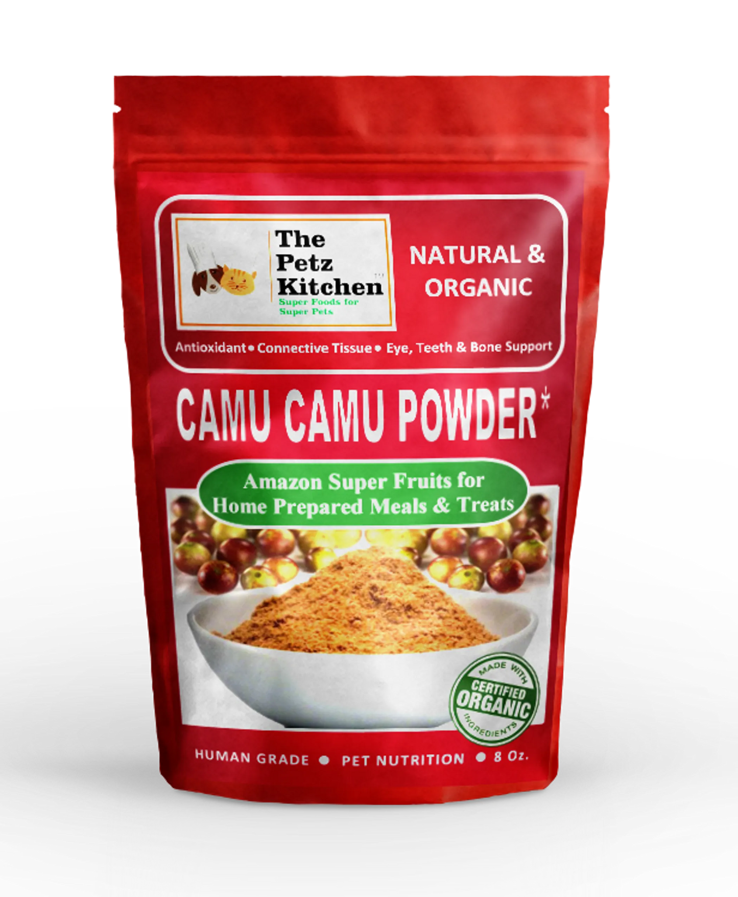 Camu Camu Extract Joint Teeth & Eye Support* The Petz Kitchen - Organic Human Grade Ingredients For Home Prepared Meals & Treats - Your Pet Connection
