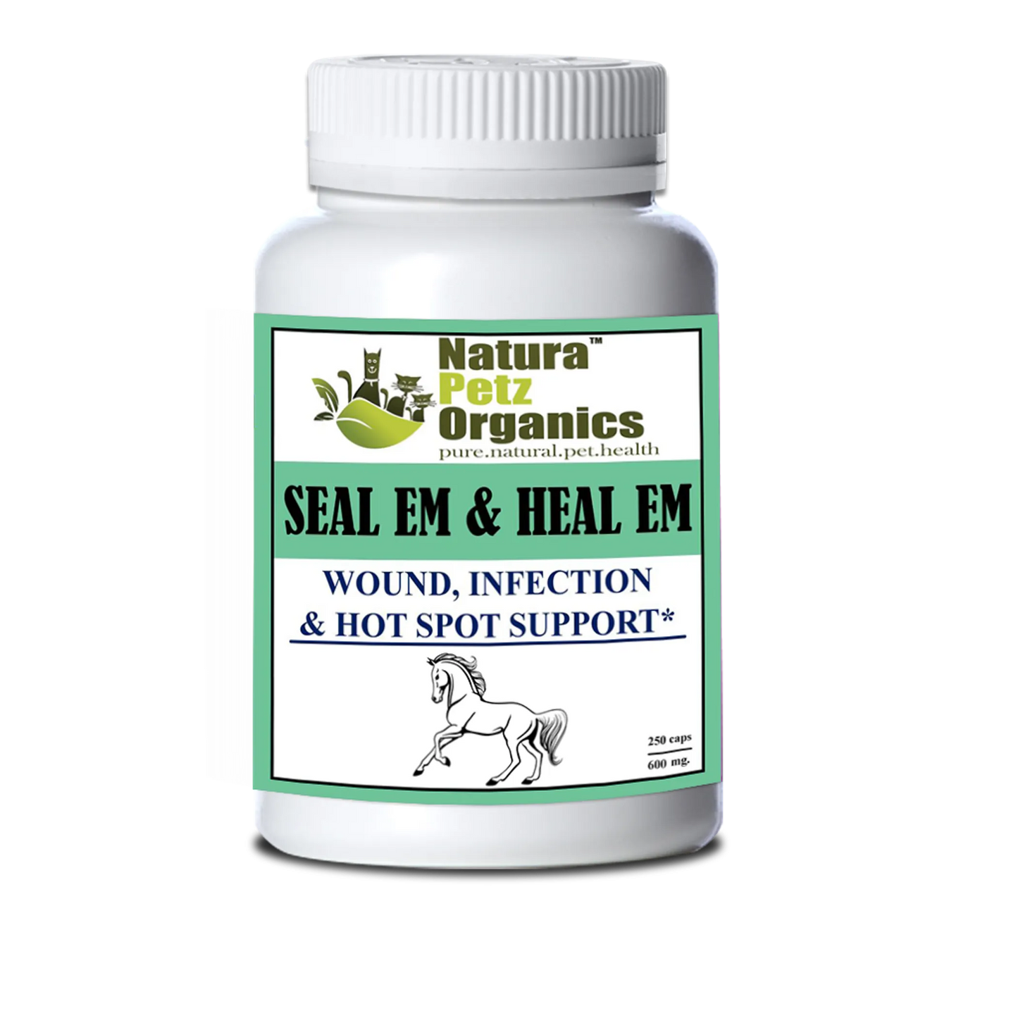 Seal Em & Heal Em Capsules Equine- Wound, Infection Ulcer Bite Bleeding & Hot Spot Support* - Your Pet Connection