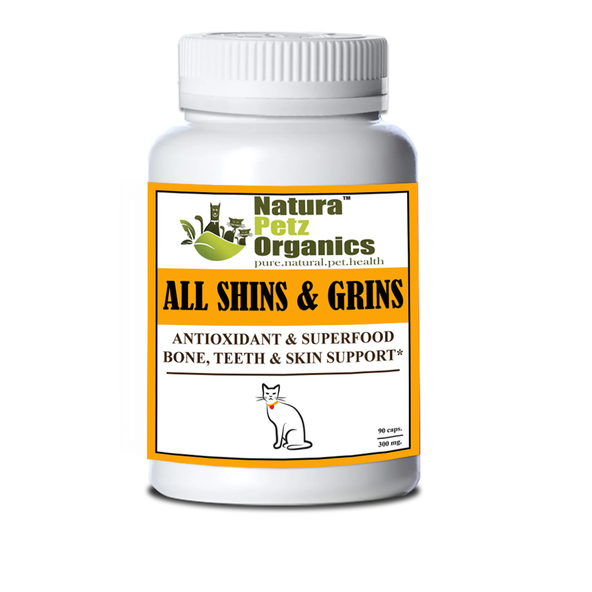 All Shins & Grins Capsules - Antioxidant Super Food Bone, Eye, Teeth & Skin Support Dog & Cat* - Your Pet Connection