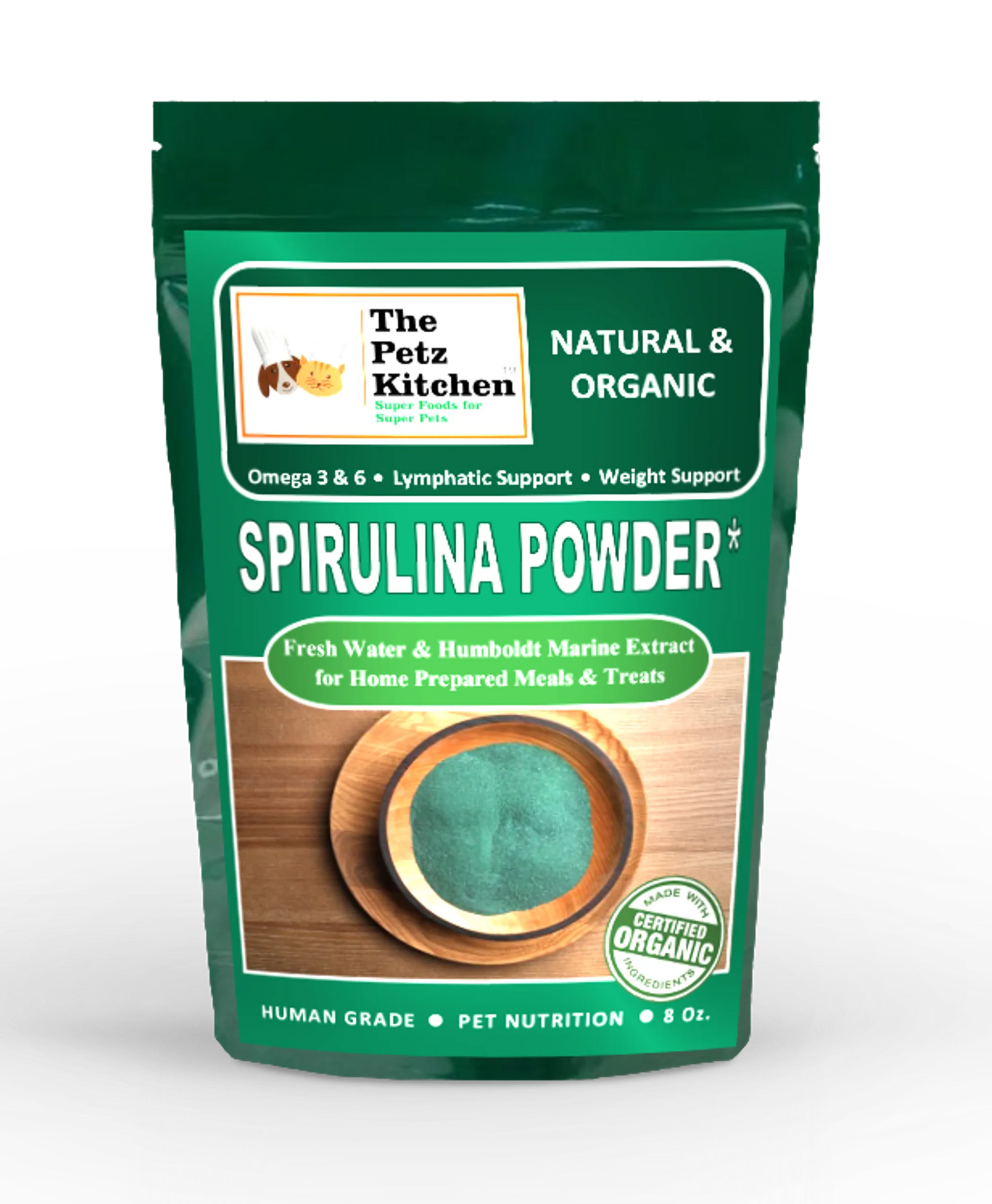 Spirulina* Omega 3 & 6 Lymphatic, Weight & Probiotic Immune Support* The Petz Kitchen - Your Pet Connection