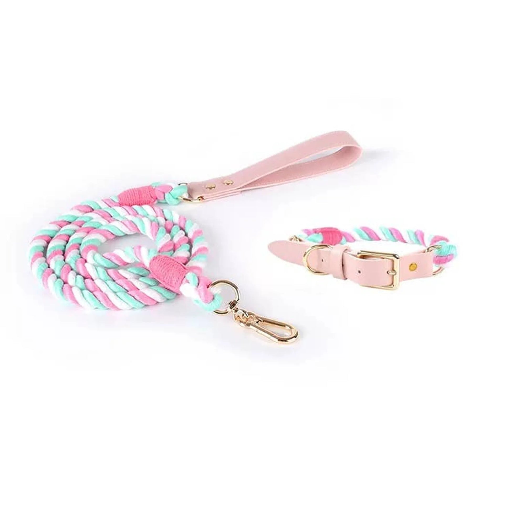 Luxe Royal Leather Rope Leash and Collar Set  - Size:   | Pack Of: 1 - Your Pet Connection