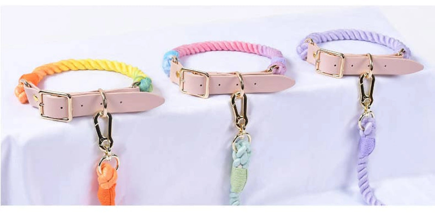Luxe Royal Leather Rope Leash and Collar Set  - Size:   | Pack Of: 1 - Your Pet Connection