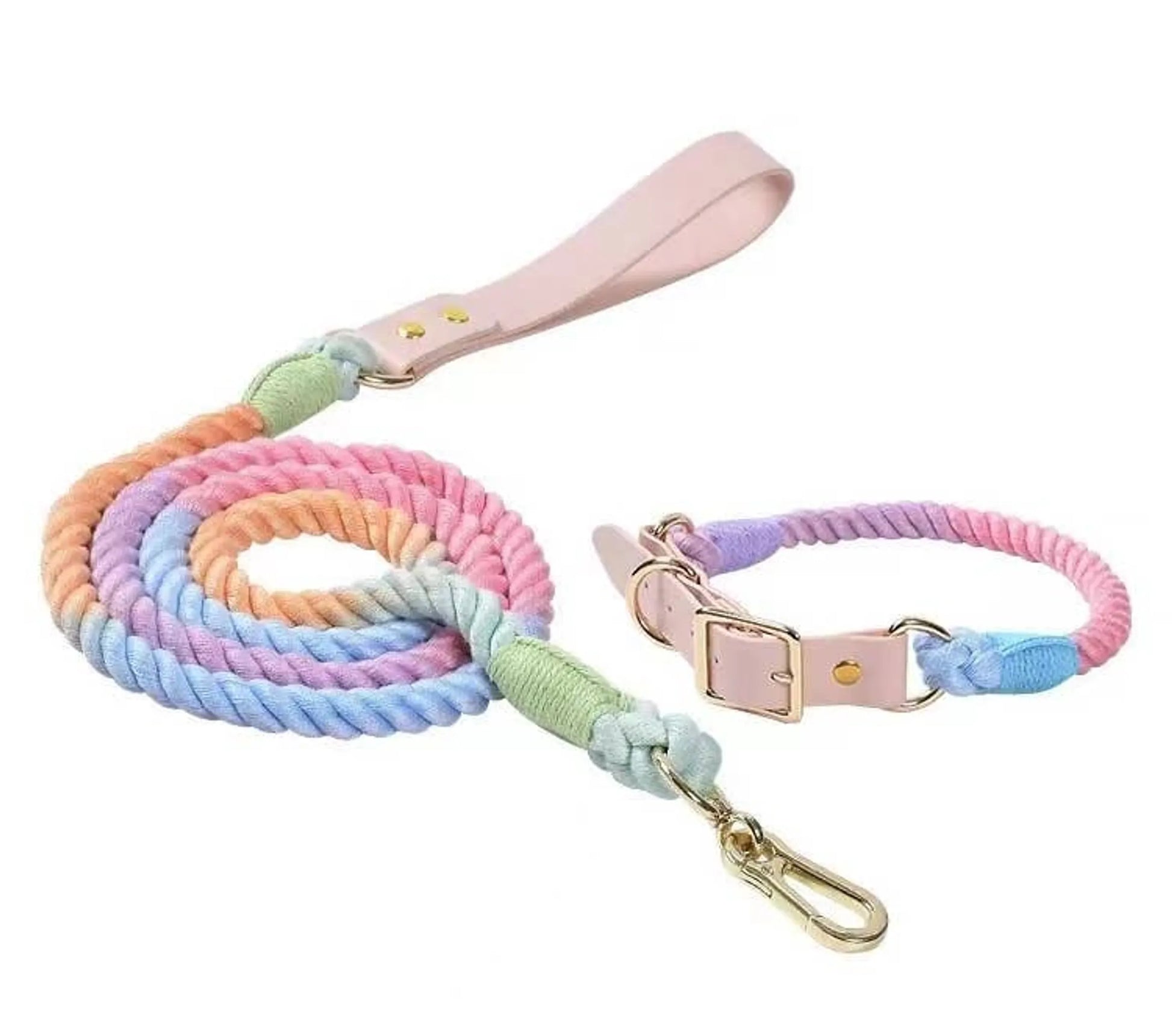 Luxe Royal Leather Rope Leash and Collar Set  - Size:   | Pack Of: 1 - Your Pet Connection