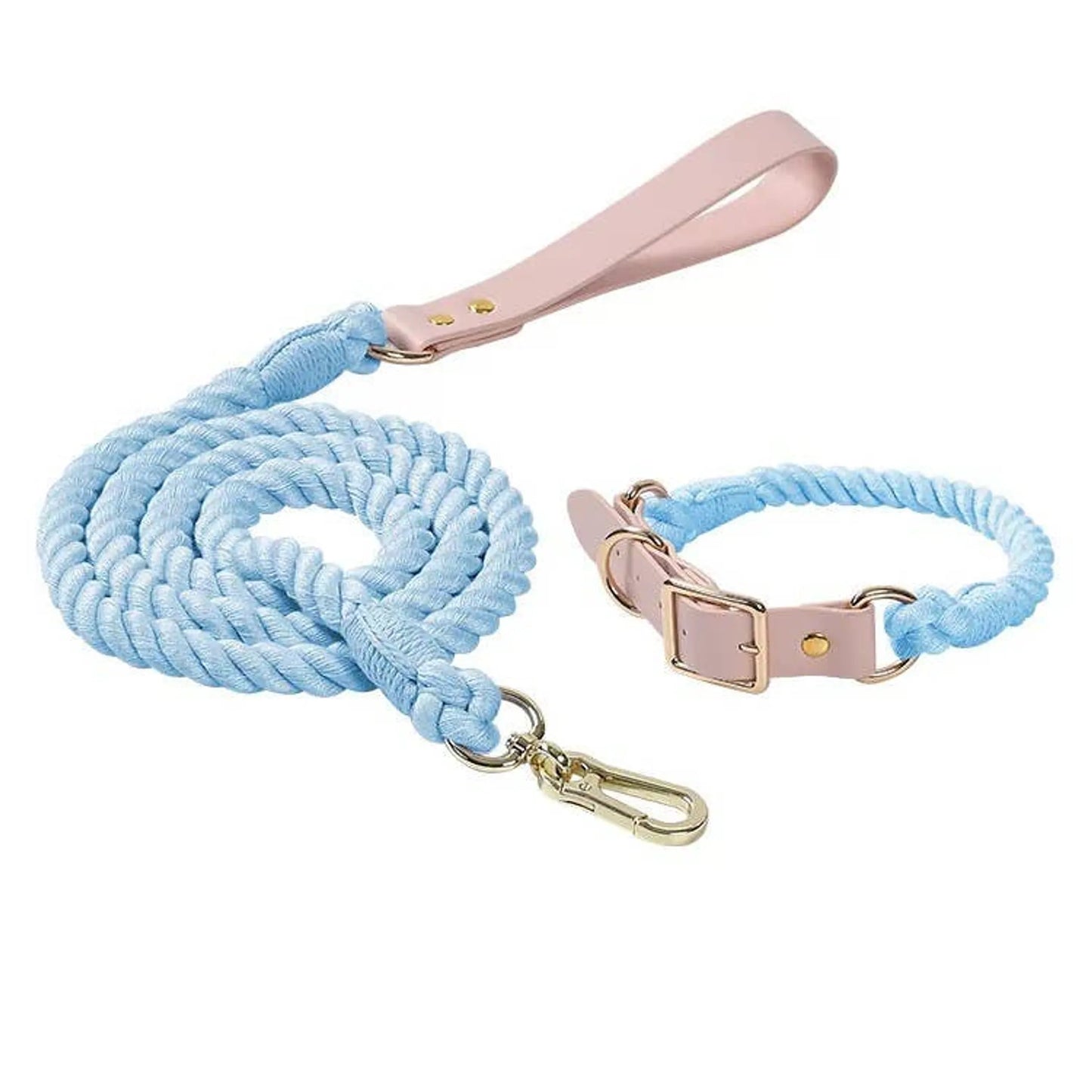 Luxe Royal Leather Rope Leash and Collar Set  - Size:   | Pack Of: 1 - Your Pet Connection